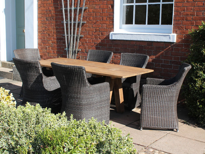 Product photograph of Knights 2m Table 6 Chair Dining Set from The Garden Furniture Centre Ltd