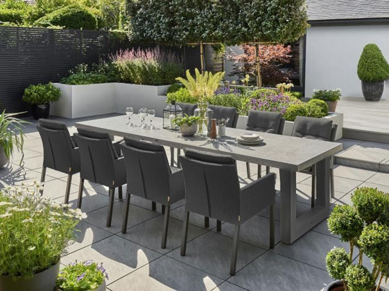 Product photograph of Stelvio 3m 8 Chair Dining Set Life Range from The Garden Furniture Centre Ltd