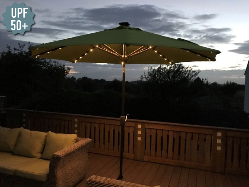 Product photograph of Verona Parasol With Usb Charger Led Lights from The Garden Furniture Centre Ltd