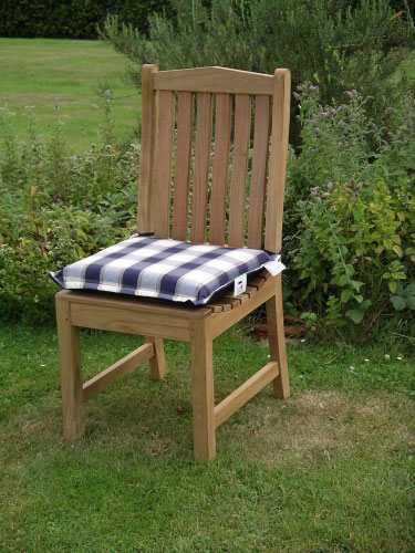 Product photograph of Small Seat Pad Outdoor Cushion - Blue Check from The Garden Furniture Centre Ltd