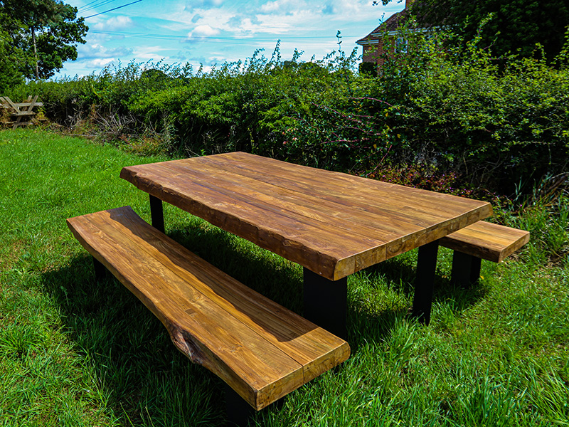 Product photograph of Barbarian Teak Bench Set from The Garden Furniture Centre Ltd