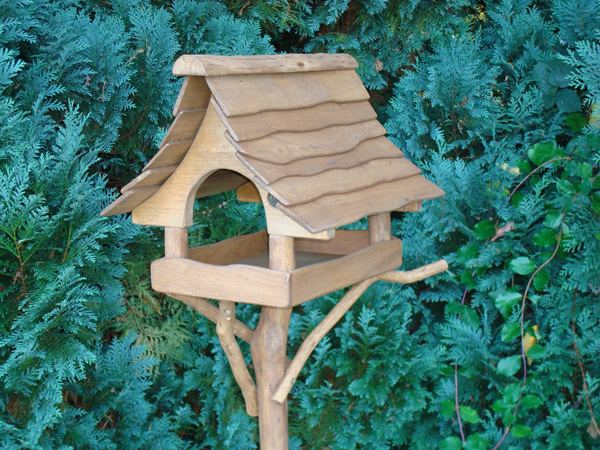 Product photograph of Small Oak Bird Table from The Garden Furniture Centre Ltd