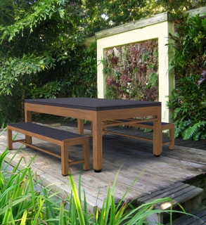 Product photograph of Outdoor Games Diner Table - Brown Black from The Garden Furniture Centre Ltd
