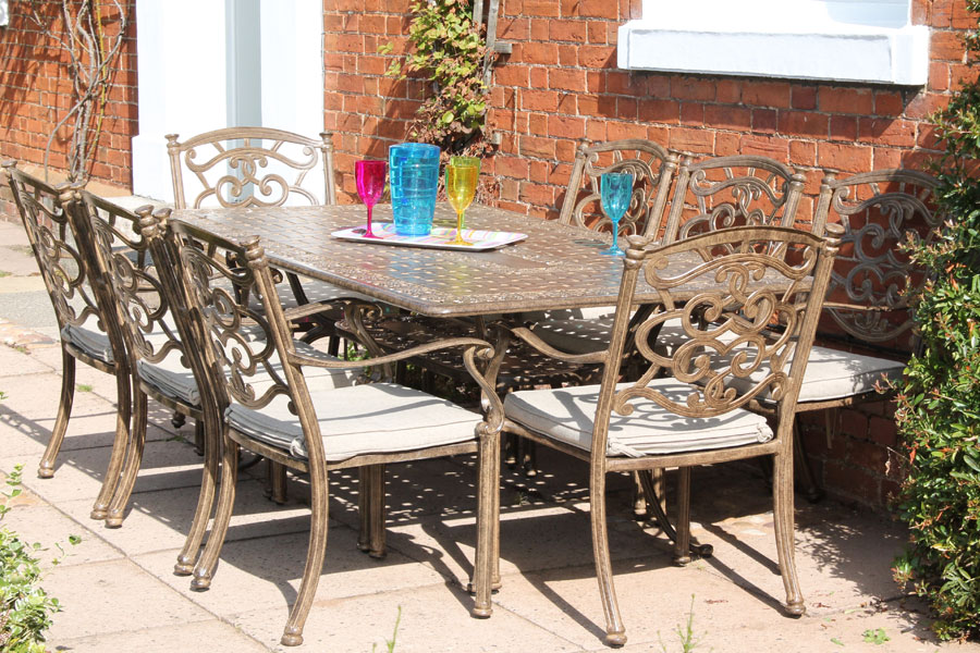 Product photograph of Casino 8 Seater Medium Rectangle Table And Chairs Set from The Garden Furniture Centre Ltd