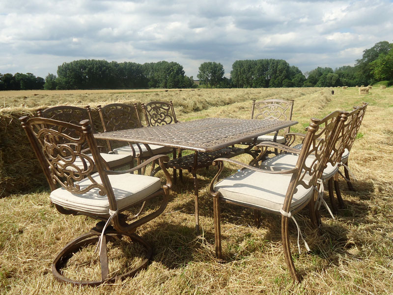 Product photograph of Casino 8 Seater Medium Rectangle Table And Swivel Chairs Set from The Garden Furniture Centre Ltd