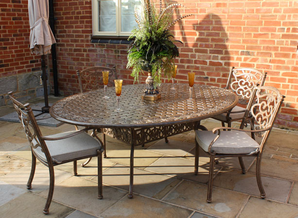 Product photograph of Casino Oval Table And 4 Chairs Set from The Garden Furniture Centre Ltd