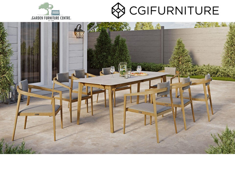 Product photograph of Mustique 8 Chair Dining Set Fsc Certified from The Garden Furniture Centre Ltd