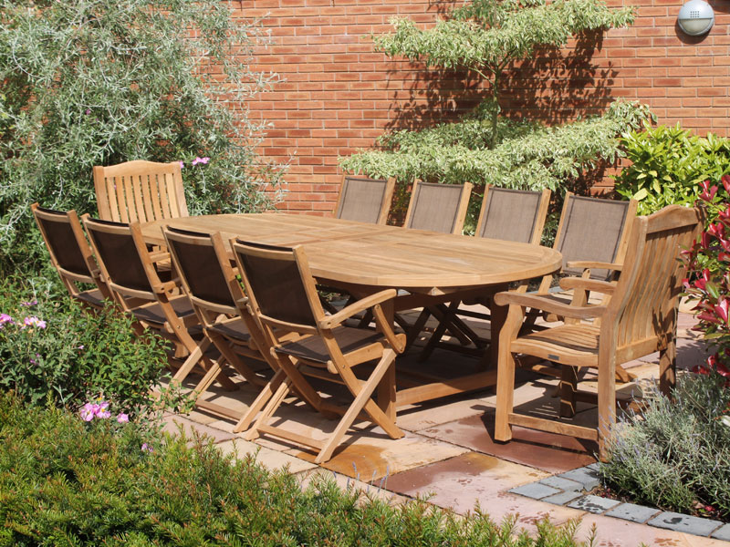 Product photograph of Chunky Rectangular 3m Table 10 Chair Set Fsc Certified from The Garden Furniture Centre Ltd