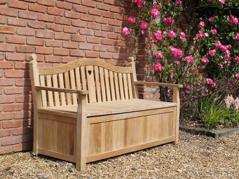 Heart Storage Bench, Garden Wooden Benches With Storage