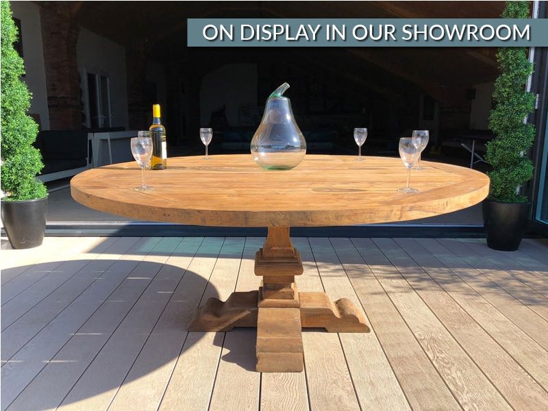 Valencia Round Table 1 8m Reclaimed Teak, Round Outdoor Dining Table Uk