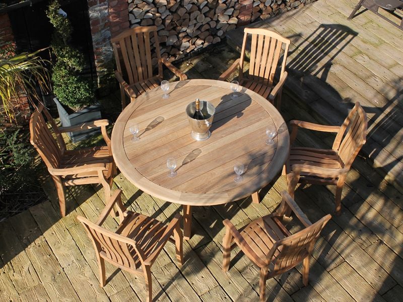 Westminster 6 Chair Dining Set Fsc, Round Wooden Garden Table And 6 Chairs