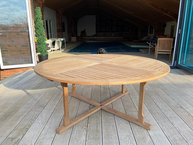 Product photograph of Dynasty 1 8m Teak Dining Table from The Garden Furniture Centre Ltd