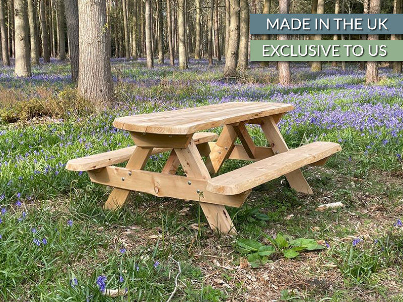 Product photograph of Hemlock 1 9m Picnic Table from The Garden Furniture Centre Ltd