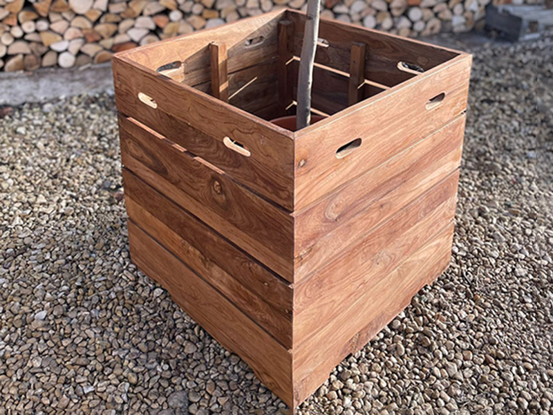 Product photograph of Reclaimed Teak Square Planter from The Garden Furniture Centre Ltd