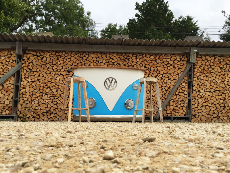 Product photograph of Indian Vw Bus Bar Counter Blue And White from The Garden Furniture Centre Ltd