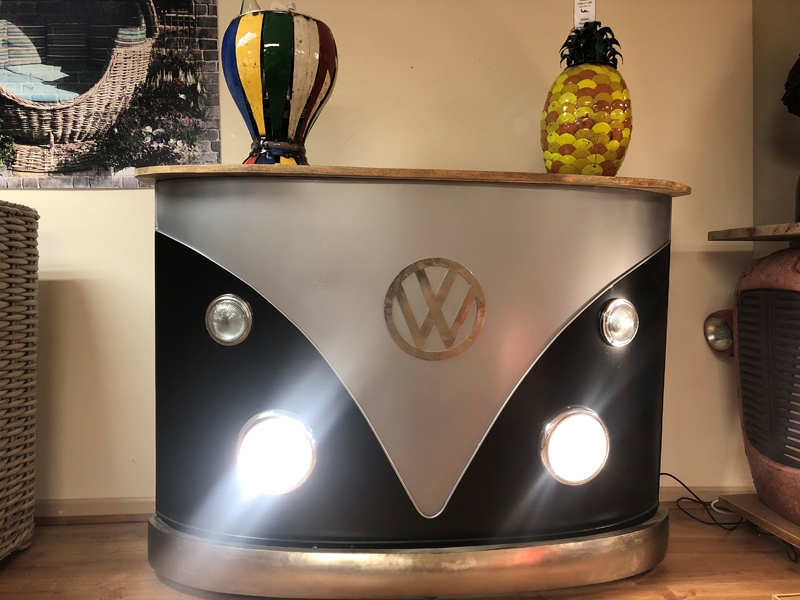 Product photograph of Indian Vw Bus Bar Counter Black And Silver from The Garden Furniture Centre Ltd