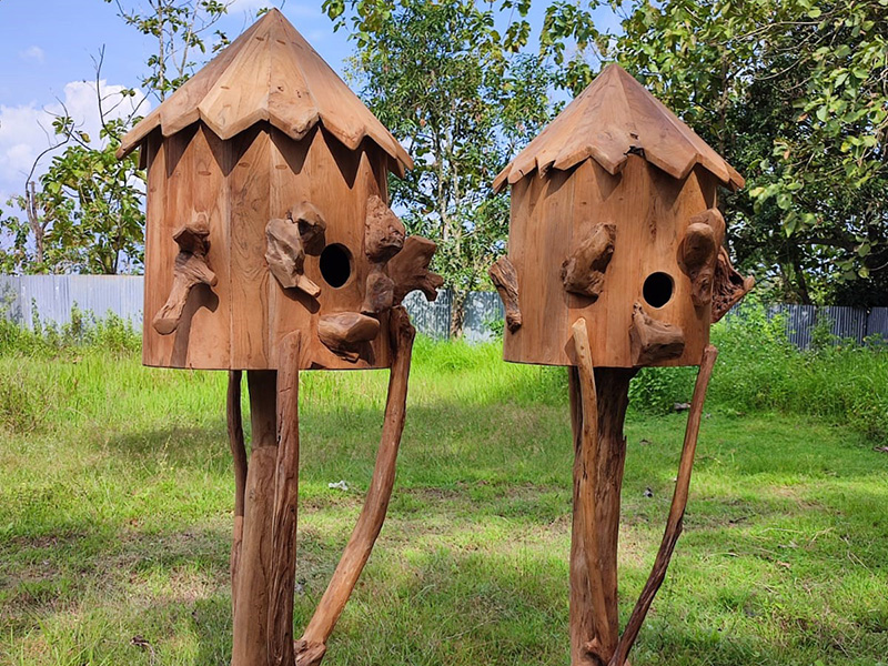 Product photograph of Teak Bird House Pre Order from The Garden Furniture Centre Ltd