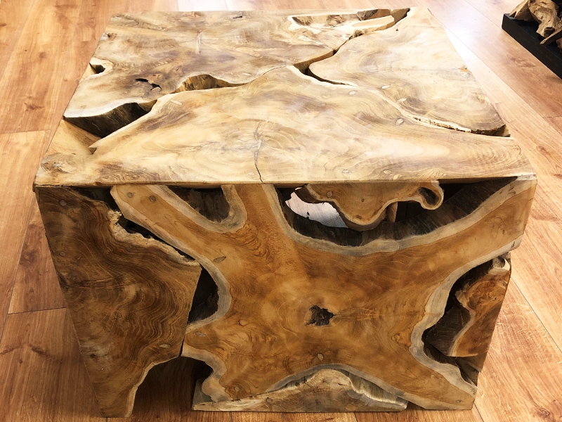 Product photograph of Reclaimed Teak Root Square Coffee Table from The Garden Furniture Centre Ltd