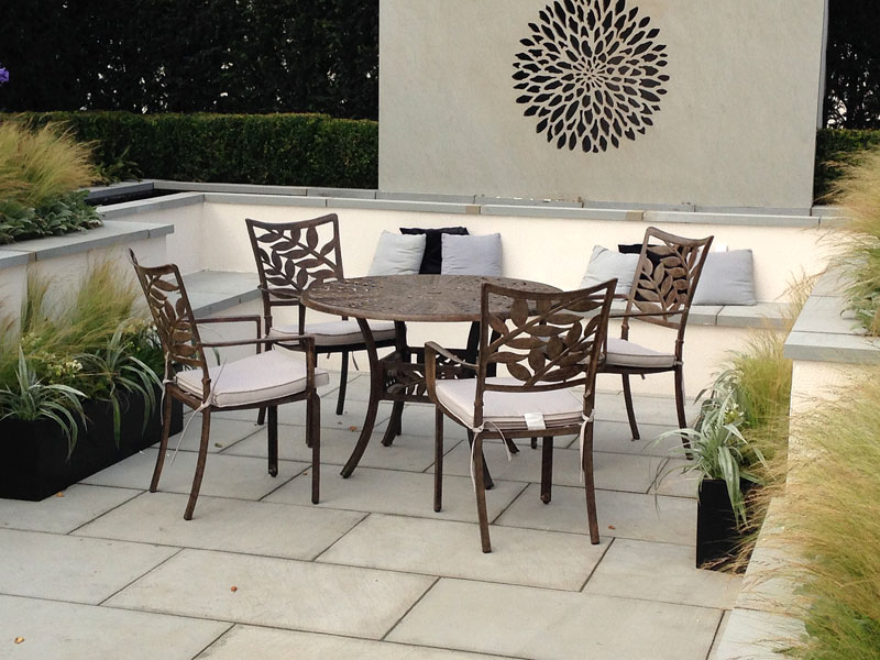 Product photograph of Leaf 4 Seater Round Table And Chairs Set from The Garden Furniture Centre Ltd