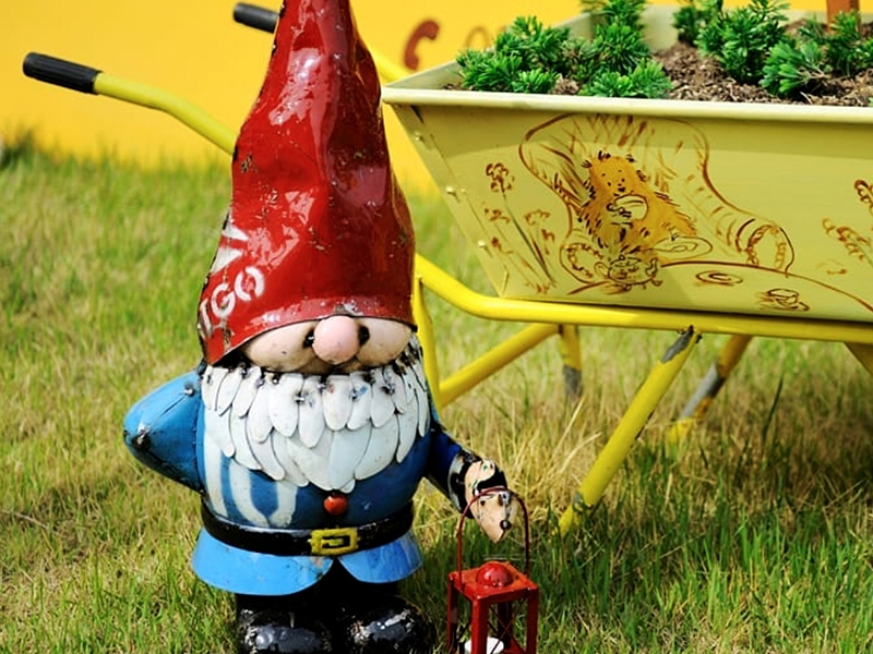 Product photograph of Lionel The Gnome With Lantern from The Garden Furniture Centre Ltd