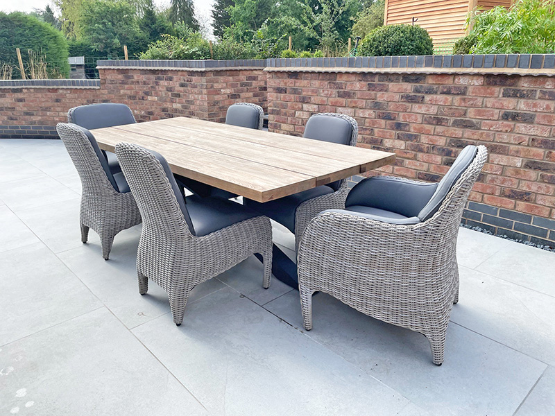 Product photograph of Meteor Timor 6 Chair Dining Set Fsc Certified Pre Order from The Garden Furniture Centre Ltd