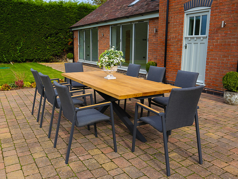 Product photograph of Mandalay 8 Chair Dining Set from The Garden Furniture Centre Ltd