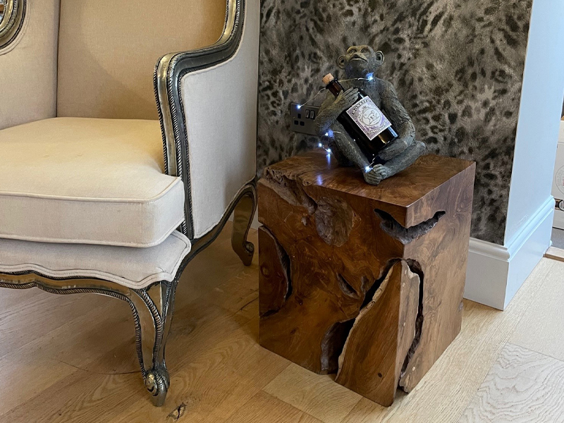 Naga Reclaimed Teak Root Square Stool from The Garden Furniture Centre
