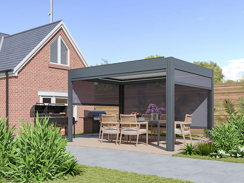 Product photograph of Solar Eclipse Gazebo 4m X 3m Grey White from The Garden Furniture Centre Ltd