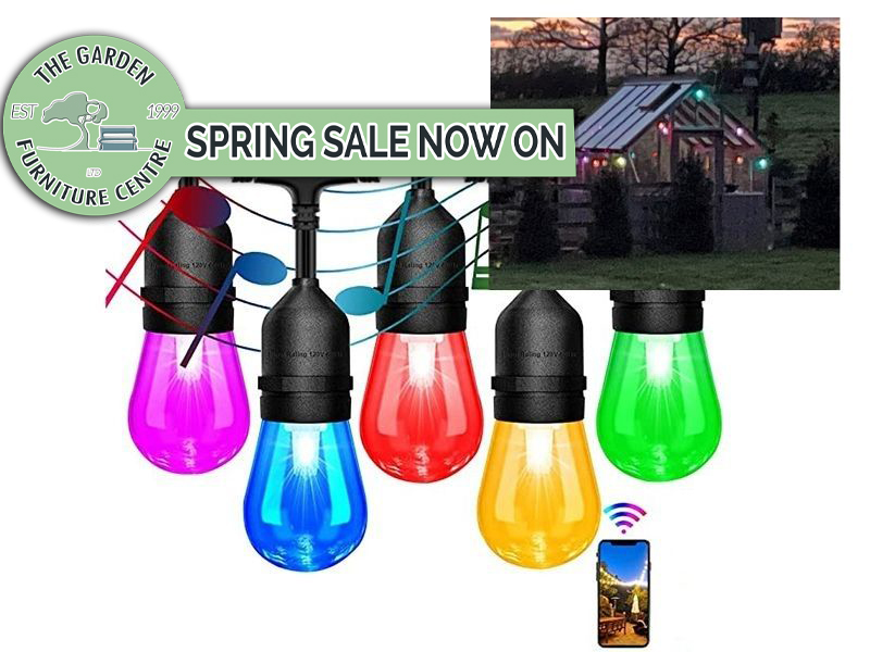 Product photograph of Multicoloured Solar Led Festoon String Lights from The Garden Furniture Centre Ltd