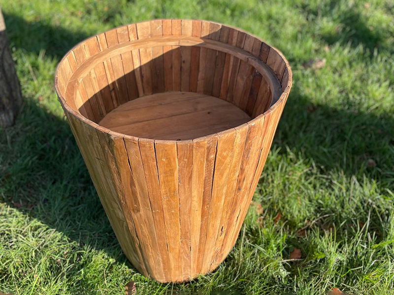 Product photograph of Reclaimed Teak Round Planter from The Garden Furniture Centre Ltd