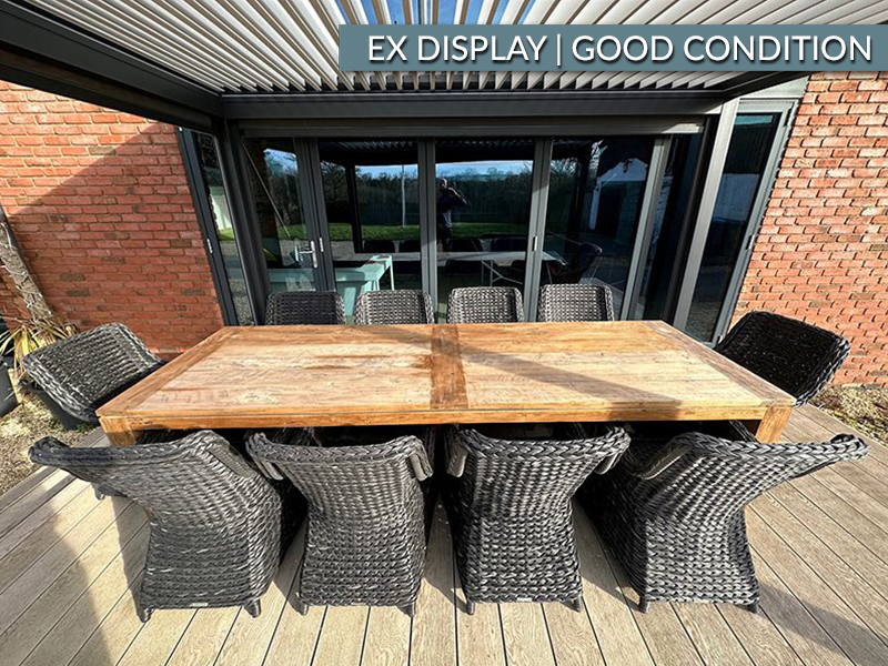 Product photograph of Thornbury 10 Chair Midnight Montana Dining Set Ex Display from The Garden Furniture Centre Ltd