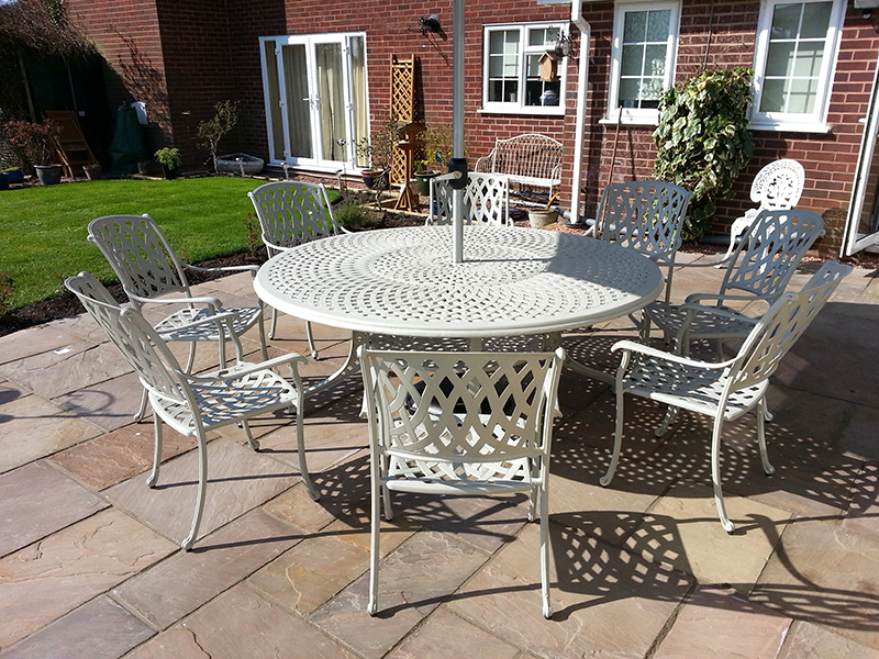 Product photograph of Tudor Oval Aluminium Table - 1 8m X 1 2m White Ex Display from The Garden Furniture Centre Ltd