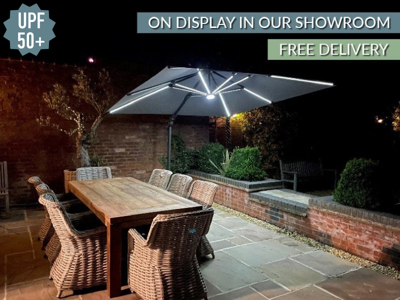 Product photograph of Royal 3m Square Led Parasol from The Garden Furniture Centre Ltd