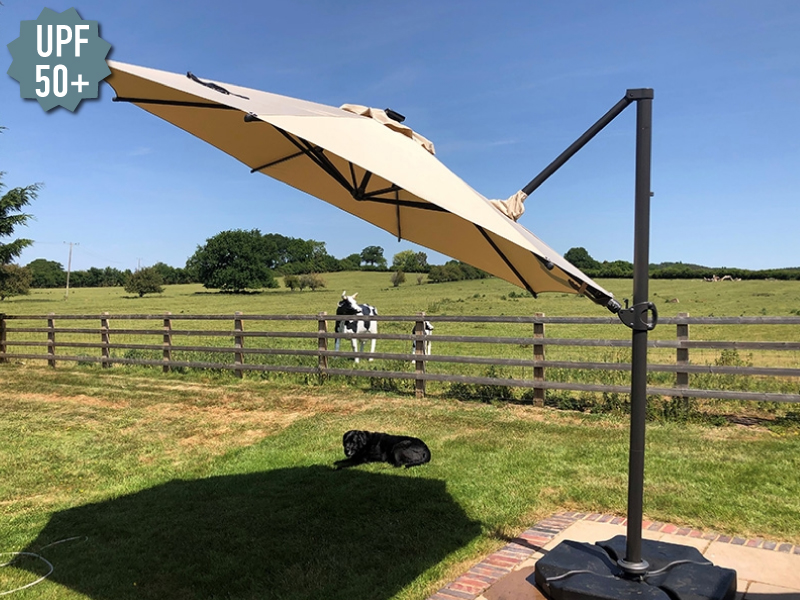 Product photograph of Calypso Led Parasol 3 5m Diameter from The Garden Furniture Centre Ltd