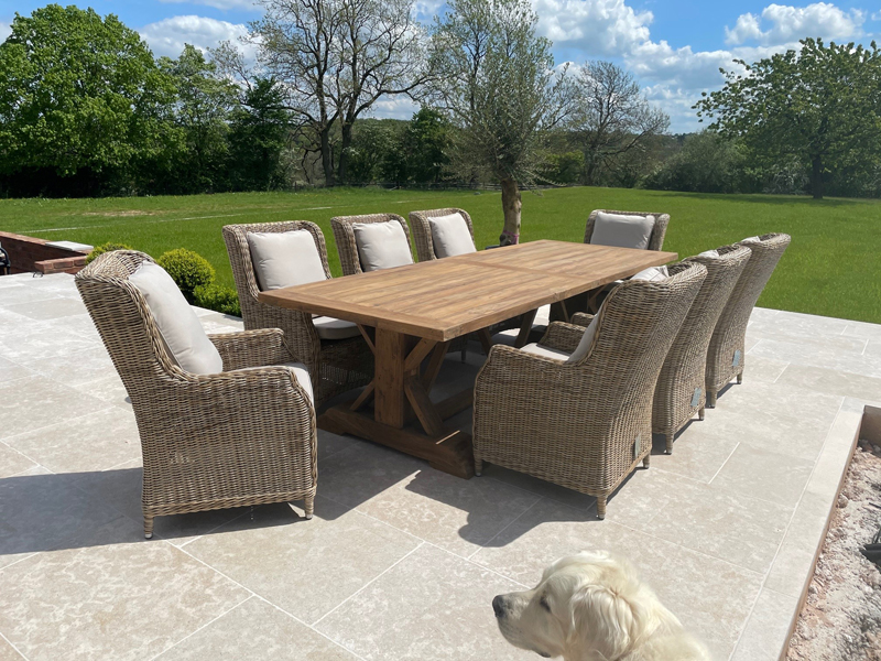 Product photograph of Valencia Willow 8 Chair Dining Set from The Garden Furniture Centre Ltd