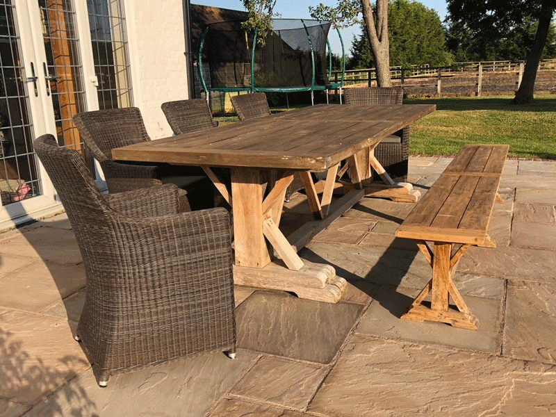 Product photograph of Valencia Teak Bench And Chair Set from The Garden Furniture Centre Ltd