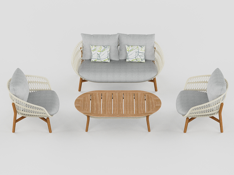 Product photograph of Vasca Rope 2 Seater Sofa Set Beige Frame from The Garden Furniture Centre Ltd