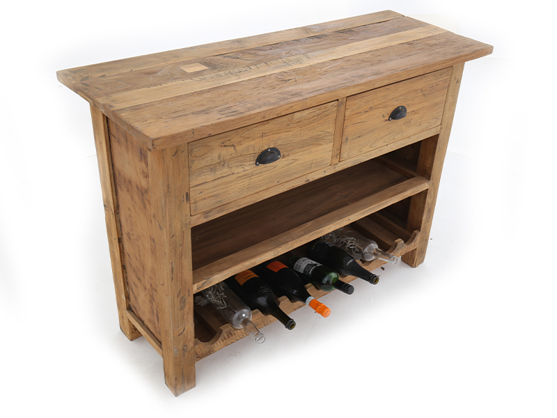 Product photograph of Rustic Teak Console Table With Wine Rack from The Garden Furniture Centre Ltd