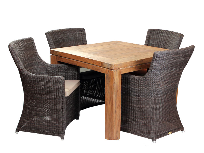 Product photograph of York 4 Chair Square Dining Set from The Garden Furniture Centre Ltd