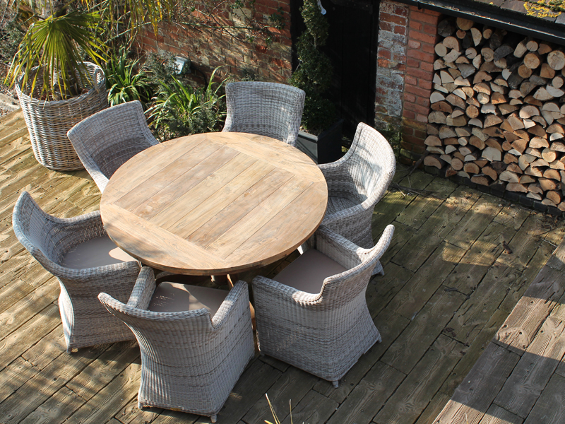 Product photograph of York 6 Chair Round Dining Set from The Garden Furniture Centre Ltd