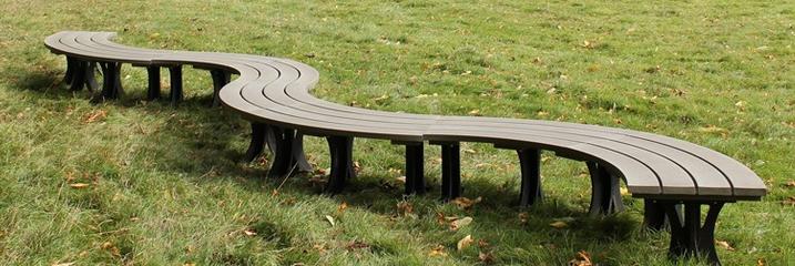 Curved Eco Benches look great when displayed end to end
