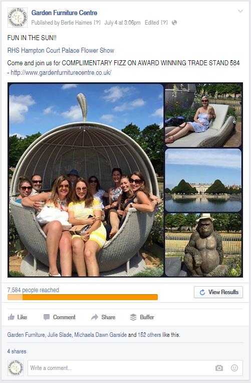 Facebook Post Boost from RHS Hampton Court Show Stand