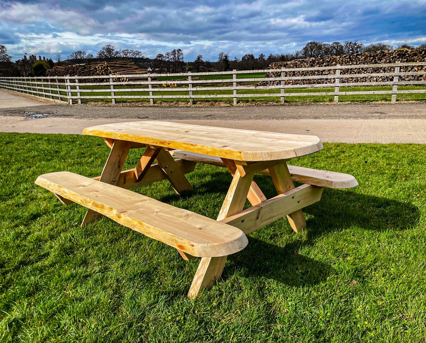 Picnic tables at the garden furniture centre 